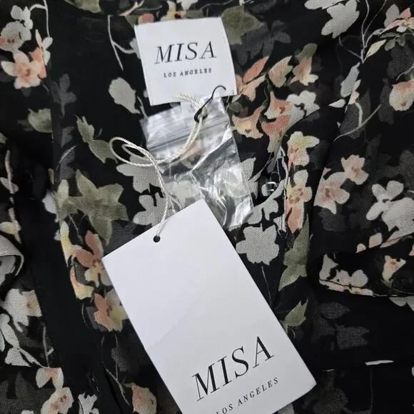 Misa Patia Tie-Neck Blouse Floral Long Sleeve Size Small NWT - Picture 6 of 9